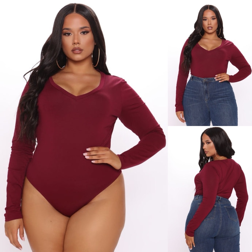 Fashion Nova Women's Voted Most Liked Bodysuit Top Shirt Size XL Wine Brand New - Picture 3 of 8